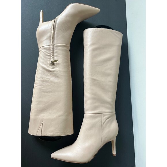 Marc Fisher LTD Georgiey Pointed Toe Knee ivory leather High Boots size 6.5 - Picture 9 of 9